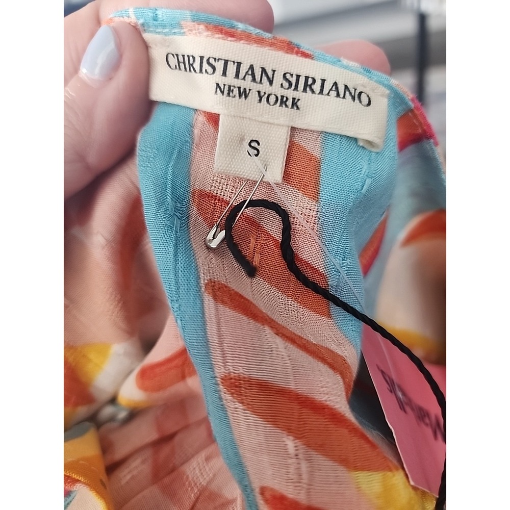 Christian Siriano Top Blouse Womens Small Floral Tropical V Neck Hawaian NWT - Picture 5 of 8